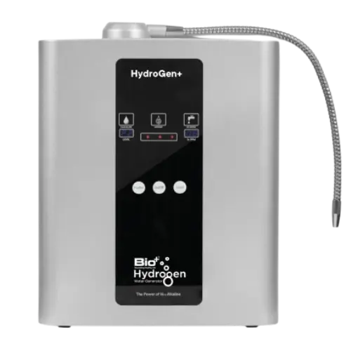 Hydrogen+ water generator by Zenova Alkahydo producing hydrogen-rich water for health and wellness